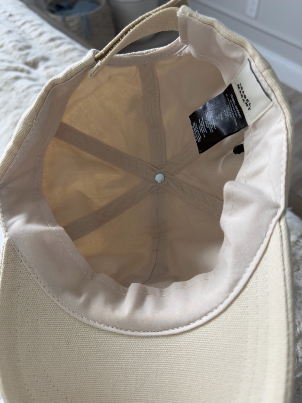 Isabel Marant Cream Baseball Cap with Burgundy Logo - Picture 3 of 4